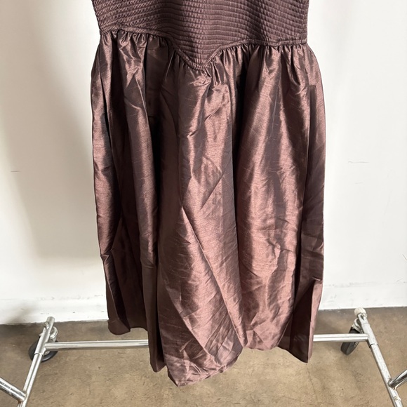 $352 NWOT Hutch “Trevy” Cap Sleeve Smocked Midi Dress in Brown Sz SP - Picture 6 of 12